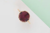 Rose Gold Ring - Garnet and Mother of Pearl - Size 52