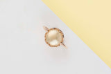 Rose Gold Ring - Citrine Quartz and Mother of Pearl - Size 54