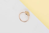 Rose Gold Ring - Citrine Quartz and Mother of Pearl - Size 54