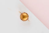 Rose Gold Ring - Citrine Quartz and Mother of Pearl - Size 52