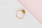 Rose Gold Ring - Citrine Quartz and Mother of Pearl - Size 52