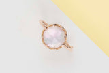 Rose Gold Ring - Pink Quartz and Mother of Pearl - Size 54