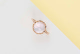 Rose Gold Ring - Pink Quartz and Mother of Pearl - Size 54