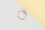 Rose Gold Ring - Pink Quartz and Mother of Pearl - Size 54