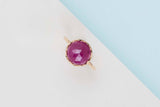 Rose Gold Ring - Red Sapphire - Size 52