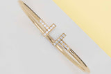T Wire Diamond Bracelet - Yellow Gold - Size M - 16CM - B