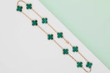 Vintage Alhambra Necklace - Yellow Gold - 10 Motifs - Malachite - 42 CM - B&P