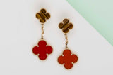 Magic Alhambra Earrings - Yellow Gold and Tiger Eye & Carnelian - B&P