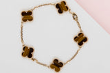 Vintage Alhambra 5 Motifs Bracelet - Tiger Eye & Yellow Gold - 19,5 CM - B&P