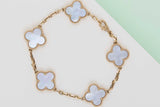 Vintage Alhambra 5 Motifs Bracelet - Mother Of Pearl & Yellow Gold - 17,5 CM - B&P