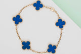 Vintage Alhambra Bracelet - 5 Motifs - Yellow Gold & Agate - B&P