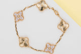 Vintage Alhambra 5 Motifs Bracelet - Yellow Gold & Diamonds - B&P