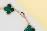 Vintage Alhambra 5 Motifs Bracelet - Yellow Gold & Malachite - 19.5 CM - B&P