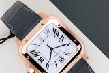 Santos Large 'White Roman Dial - Rose Gold - Leather Strap'