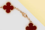 Vintage Alhambra Bracelet - 5 Motifs - Yellow Gold - Carnelian - 18.5 CM - B&P