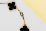 Vintage Alhambra 5 Motif Bracelet - Yellow Gold & Onyx - 19,5 CM - B&P