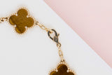Vintage Alhambra 5 Motif Bracelet - Yellow Gold & Tiger's Eye - 17,5 CM - B&P