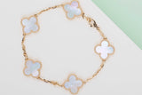 Vintage Alhambra 5 Motif Bracelet - Yellow Gold & Mother of Pearl - 19,5 CM - B&P