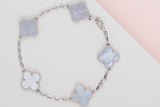 Vintage Alhambra 5 Motif Bracelet - White Gold & Mother of Pearl - 19,5 CM - B&P