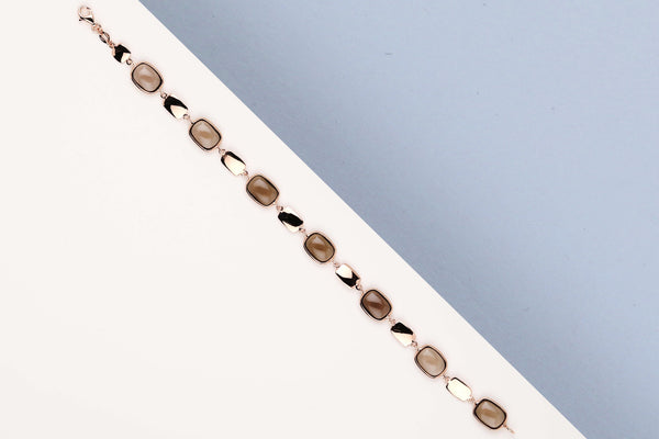 18 ct. Rose Gold Bracelet - Smokey Quartz - 18.5 cm
