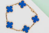 Vintage Alhambra 5 Motifs Bracelet - Agate & Yellow Gold - 17 CM