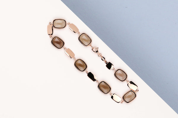 18 ct. Rose Gold Bracelet - Smokey Quartz - 18.5 cm