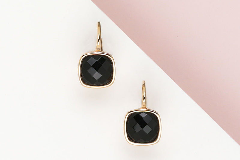 18 ct. Rose Gold Earrings - Onyx