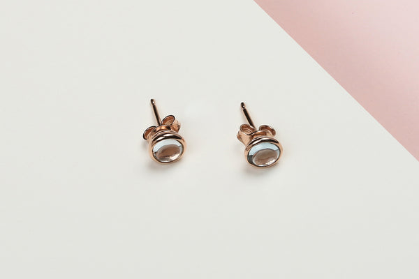 18 ct. Rose Gold Ear Studs - Mountain Crystal