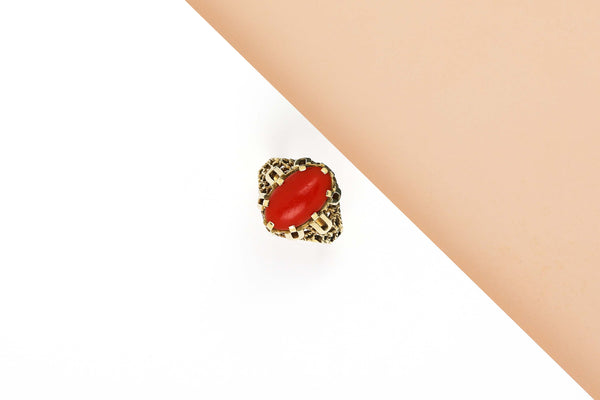 14 ct. Yellow Gold Ring - Blood Coral