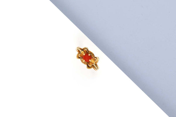 18ct. Yellow Gold Ring - Blood Coral