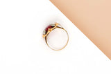 18 ct. Yellow Gold Ring - Ruby - Rhinestone