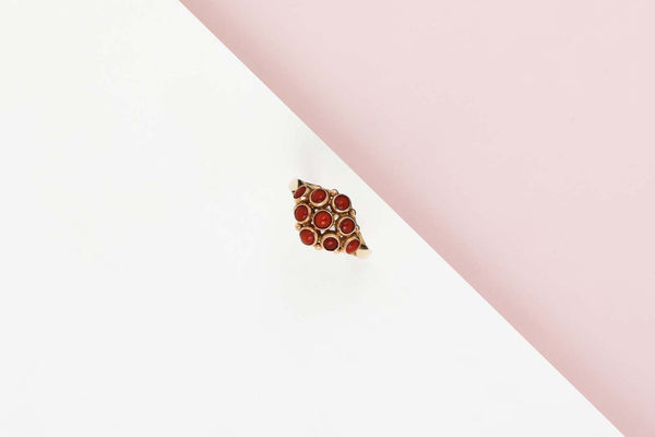 14 CT. Yellow Gold Ring - Blood Coral