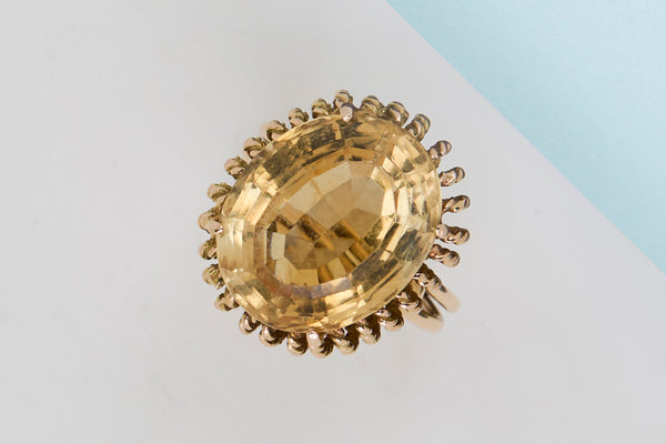 14 ct. Yellow Gold Ring - Citrine - Size 54