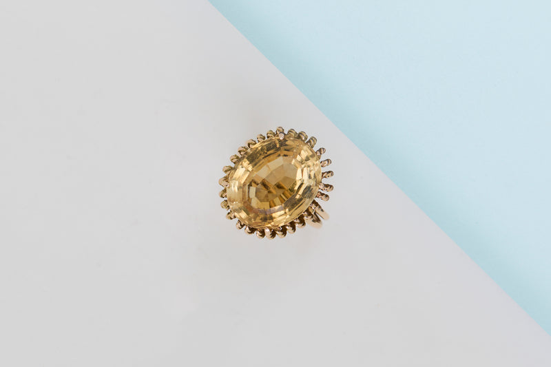 14 ct. Yellow Gold Ring - Citrine - Size 54
