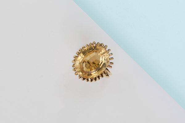 14 ct. Yellow Gold Ring - Citrine - Size 54