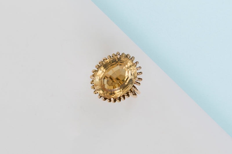 14 ct. Yellow Gold Ring - Citrine - Size 54