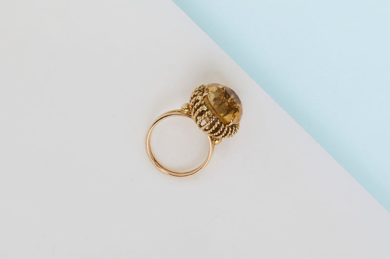14 ct. Yellow Gold Ring - Citrine - Size 54