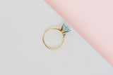 18 ct. Yellow Gold Ring - Blue Topaz - Size 57
