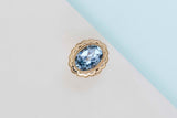 14 ct. Yellow Gold Ring - Blue Topaz - Size 56