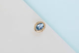 14 ct. Yellow Gold Ring - Blue Topaz - Size 56