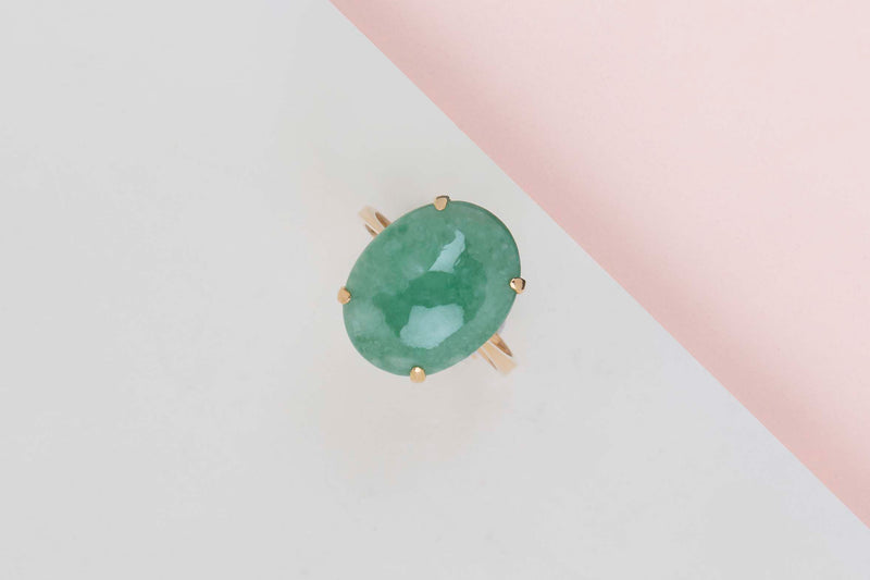 18 ct. Yellow Gold - Aventurine - Size 55