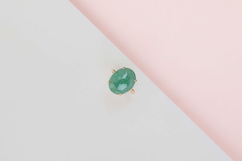 18 ct. Yellow Gold - Aventurine - Size 55