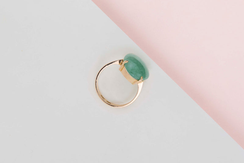 18 ct. Yellow Gold - Aventurine - Size 55