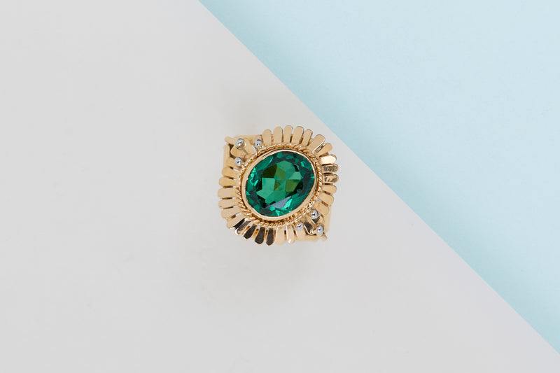 18 ct. Yellow Gold - Synthetic Tourmaline - Size 57
