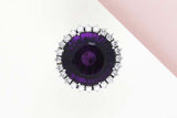 18ct. White Gold Ring - Size 59 - Amethyst - 24 Diamonds