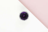 18ct. White Gold Ring - Size 59 - Amethyst - 24 Diamonds