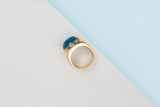 18ct. Yellow Gold Ring - Blue Topaz - Size 53