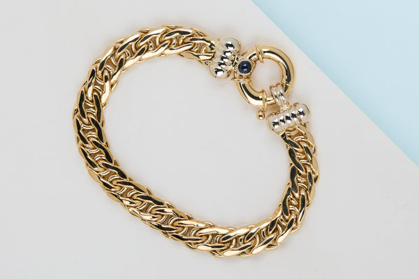 18ct. Yellow Gold Bracelet - Sapphire - 19CM