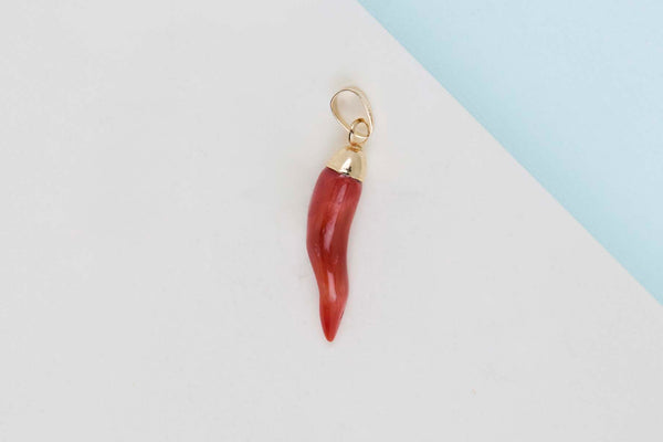 18ct. Yellow Gold Pendant - Bloodcoral