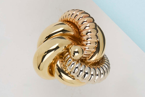 18ct. Yellow, White and Rose Gold Ring - Size 55
